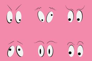 Set of funny cartoon eyes with eyebrows vector