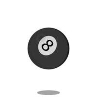 Billiard ball number 8 with shadow. Black only vector