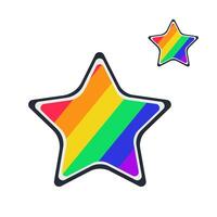 Stars filled with rainbow colors. Flat illustration. Simple design element with lgbt vibe vector