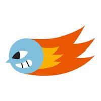 Flying smiling comet with burning tail, cartoon style. Trendy modern illustration isolated on white background, hand drawn, flat design vector