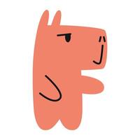 Cute capybara stands and points with his paw. Trendy modern illustration isolated on white background, hand drawn, flat design vector