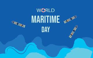 World Maritime Day. Ilustration with ships in the middle of the sea, as a World Maritime Day banner or template.Template for background, banner, card, poster with text inscription vector