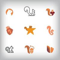 Set of 9 unique logos with Squirrel design. Creative animal, company icon template. vector
