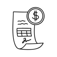 Invoice doodle icon Paper document, registration form, eceipt, bill, agreement. Business papers sketch illustration vector