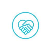 Promise. Hand shake icon. Isolated on white background. From blue icon set vector