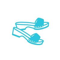 Comfortable wooden sandals icon. Isolated on white background. From blue icon set. vector