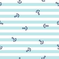 Seamless anchor pattern on navy white and blue background vector