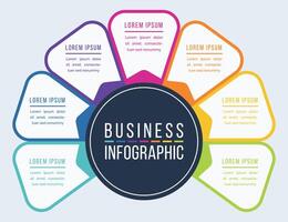 Business Infographic 7 Steps, objects, elements or options infographics design template for business information vector