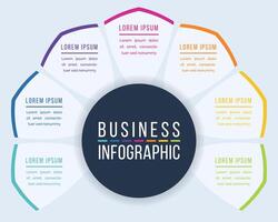 7 Options Infographic circle design 7 steps, objects, elements or options information business infographic template vector