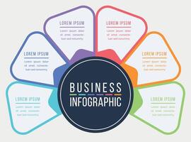Business Infographic 6 Steps, objects, elements or options infographics design template for business information vector