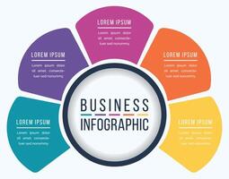 Circle Infographic design 5 Steps, objects, elements or options business information template vector