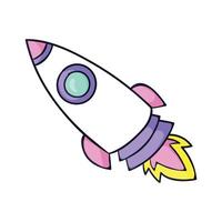 Rocket Flying In Space Cartoon Icon Illustration vector