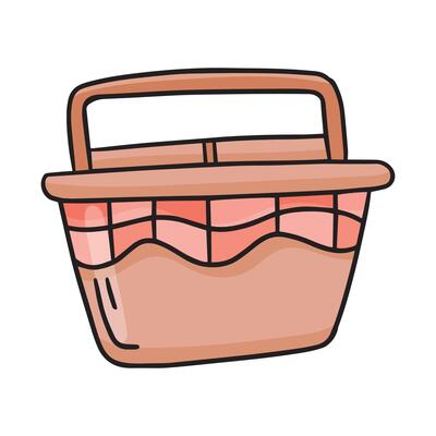 Picnic basket illustration on white background