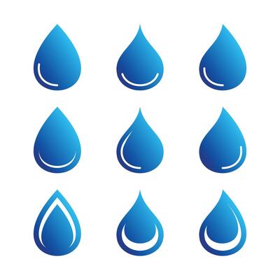 Set of blue water drop abstract logo designs. Premium
