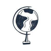 Globe Black and white drawing in sketch style vintage graphic vector
