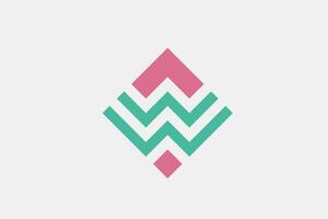 Abstract square letter W retro vector