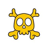 yellow skull cartoon. skull and bones icon, crossbones isolated on white background. simple and modern design vector
