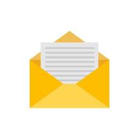 paper envelope message inbox with correspondence text document flat cartoon illustration vector