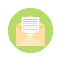 Open envelope with a document. Newsletter and Email Subscribe Icon Flat Design. vector