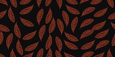 a pattern of red leaves on a black background vector