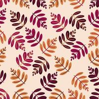 a pattern with leaves and vines on an orange background vector