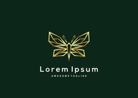 Luxury Butterfly line with gold color logo template vector
