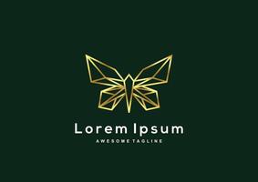 Luxury Butterfly line with gold color logo vector