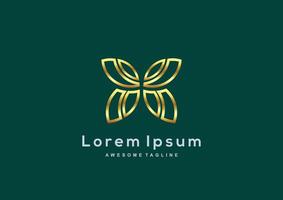 Luxury Butterfly gold color logo template vector