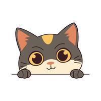 Cute Curious Grey Cat Kitten Hiding while Peeking vector