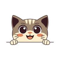 Cute Curious Grey Cat Kitten Hiding while Peeking with Happy Expression vector