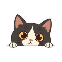 Cute Curious Grey Cat Kitten Cartoon Character Hiding while Peeking vector