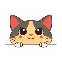 Cute Curious Grey Cat Kitten Hiding while Peeking with Smile Expression vector