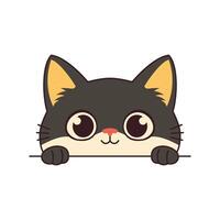 Cute Curious Grey Cat Kitten Character Hiding while Peeking vector