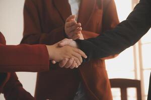 Image business mans handshake. Business partnership meeting successful concept photo
