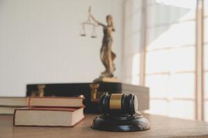 Lawyer, legal advisor, businessman brainstorming information on agreement details Business contracts in legal processing books for accuracy in contract documents. joint financial investment. photo