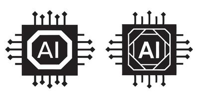 AI Chip and Technology Icons Set vector