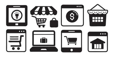Online Shopping and E-Commerce Icons Set vector