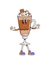 retro maravilloso chocolate frapé postre personaje vector