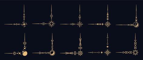 Magic celestial border corners frames set vector