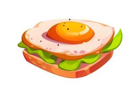 Cartoon egg sandwich fast food breakfast meal vector