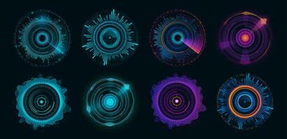 Round circle futuristic chart and HUD interface vector