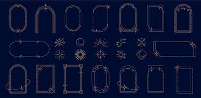 Y2K celestial frames, arches and border elements vector