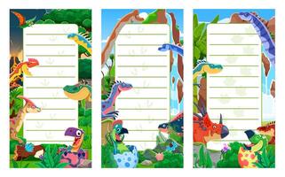 Prehistoric dino, note paper, to do list, notebook vector