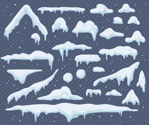 Cartoon Christmas snow and ice decorations effects