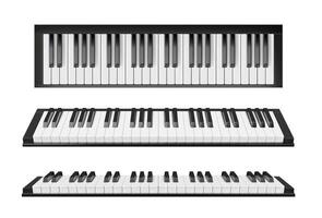 Realistic piano keyboard with keys, synthesizer vector