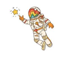 Cartoon groovy space astronaut spaceman character vector