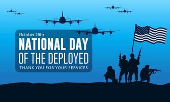 National Day Of The Deployed with deployed soldiers and airplanes background illustration vector