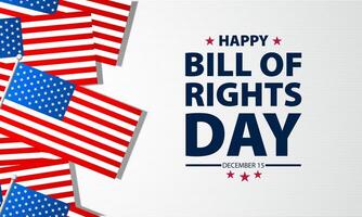 Happy Bill Of Rights Day December 15 with small USA flags on the left background illustration vector