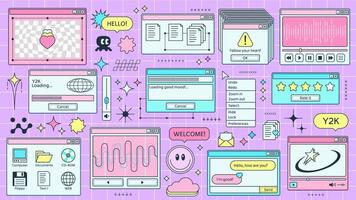 Y2K retro browser windows page, computer interface vector