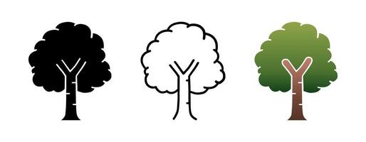 Set of Different style of Cute tree cartoon doodle, Illustration. vector